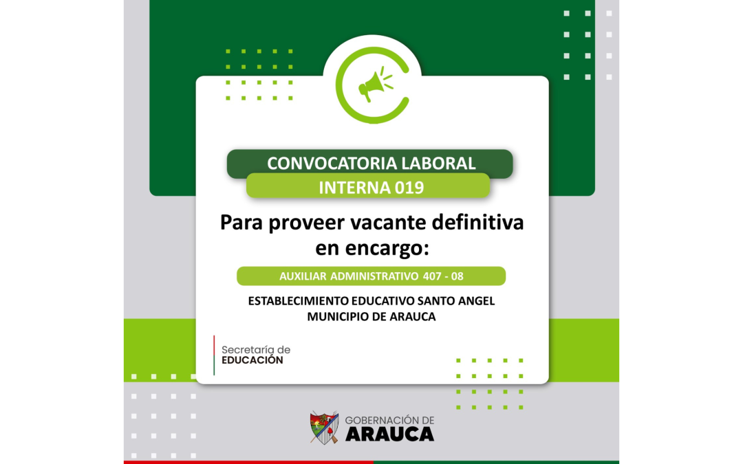 Convocatoria Laboral Interna No. 019 de 2025 – Secretaría de Educación Departamental