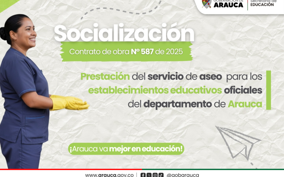 Con una inversión superior a los mil millones de pesos, se prestará el servicio de aseo en sedes educativas oficiales del Departamento