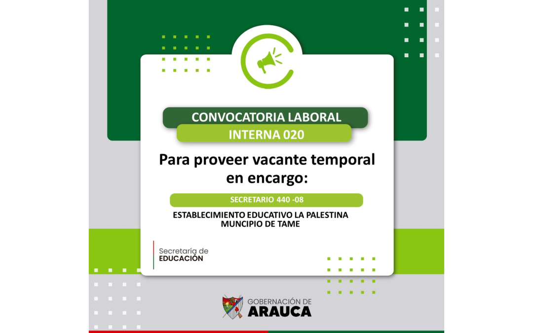 Convocatoria Laboral Interna No. 020 de 2025 – Secretaría de Educación Departamental