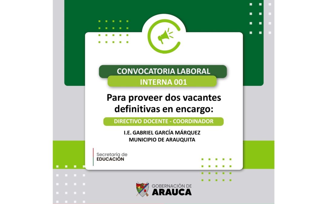 Convocatoria Laboral Interna No. 001 de 2026 – Secretaría de Educación Departamental